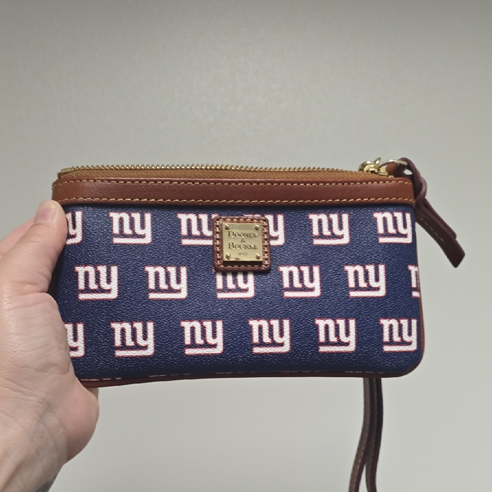 Dooney & Bourke Blue and Brown NY Giants Wristlet